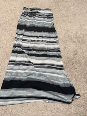 Joe Benbasset Striped Maxi Skirt in Black, Gray and White